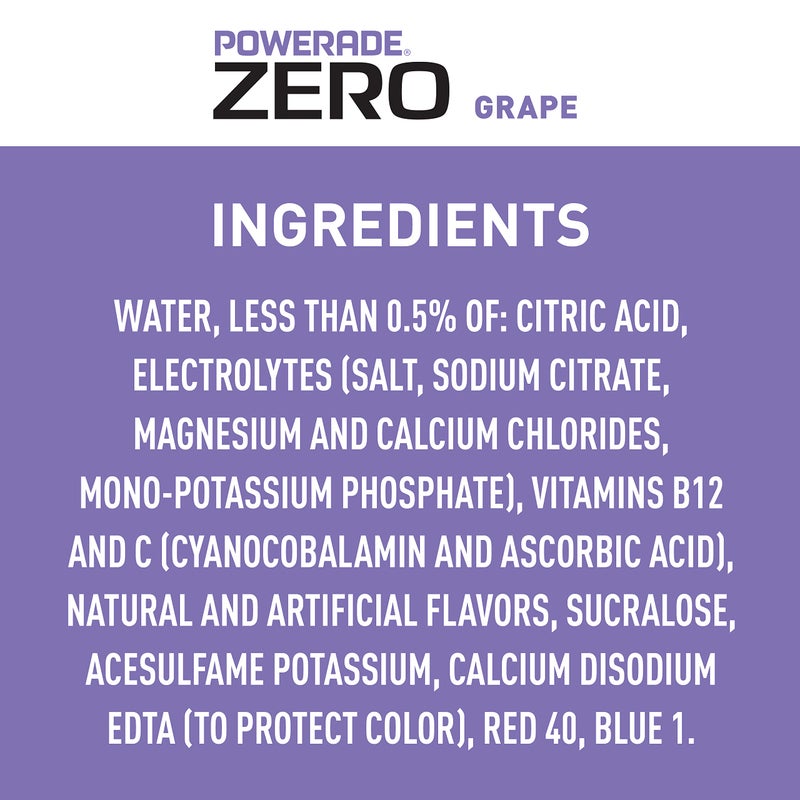 POWERADE Electrolyte Enhanced Zero Sugar Grape Sports Drink, 20 Ounce (Pack of 8) - Image 4